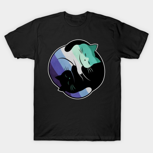 Gay Man Pride Yin Yang Cat T-Shirt by Psitta